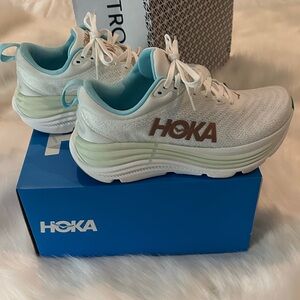 Hoka Women's White and Teal Athletic Shoes